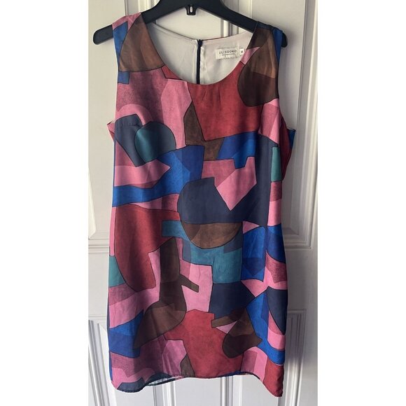 Lili Sidonio Molly Bracken Cubism Art Deco Colorful Shift Dress Size Medium - Picture 4 of 8